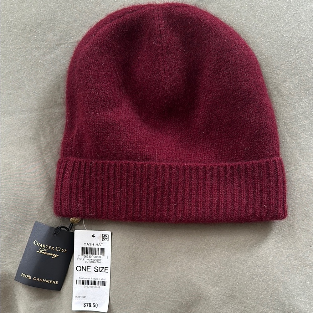 Charter Club Burgundy Cashmere Hat
